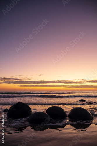 Moeraki Boulders on the Koekohe Beach at Sunrise, New Zealand 1