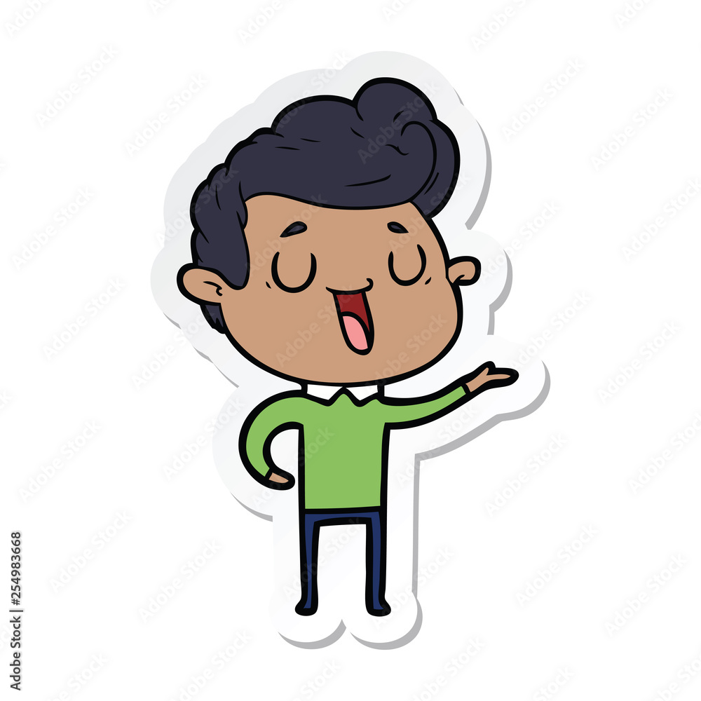 sticker of a happy cartoon man sticker of a happy cartoon man