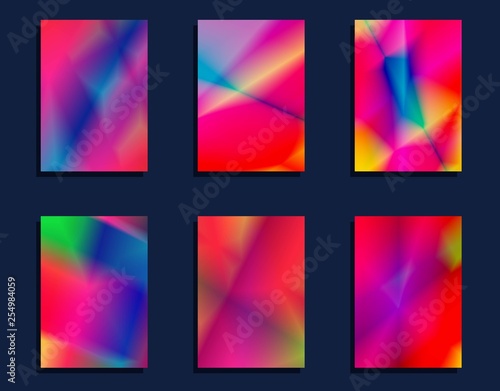 set of bright colorful holographic cards