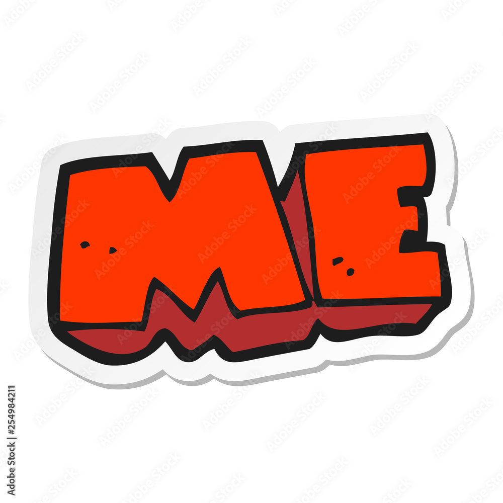 sticker of a cartoon ME symbol