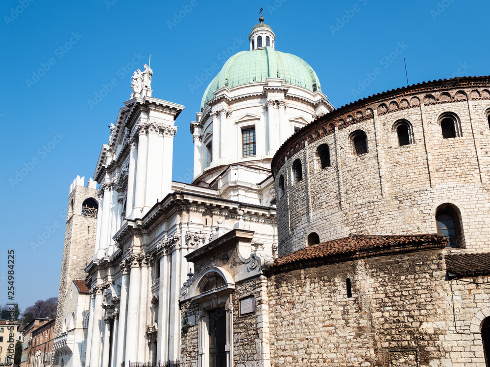 facade of Duomo Vecchio and Duomo Nuovo in Brescia