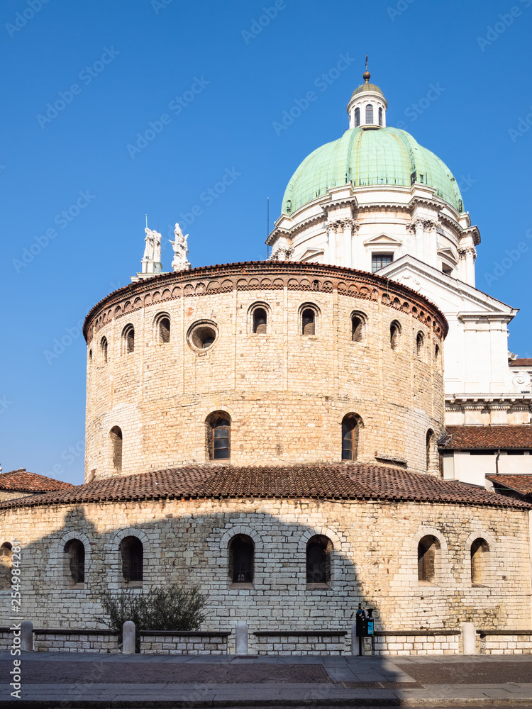 Duomo Vecchio and view of Duomo Nuovo in Brescia