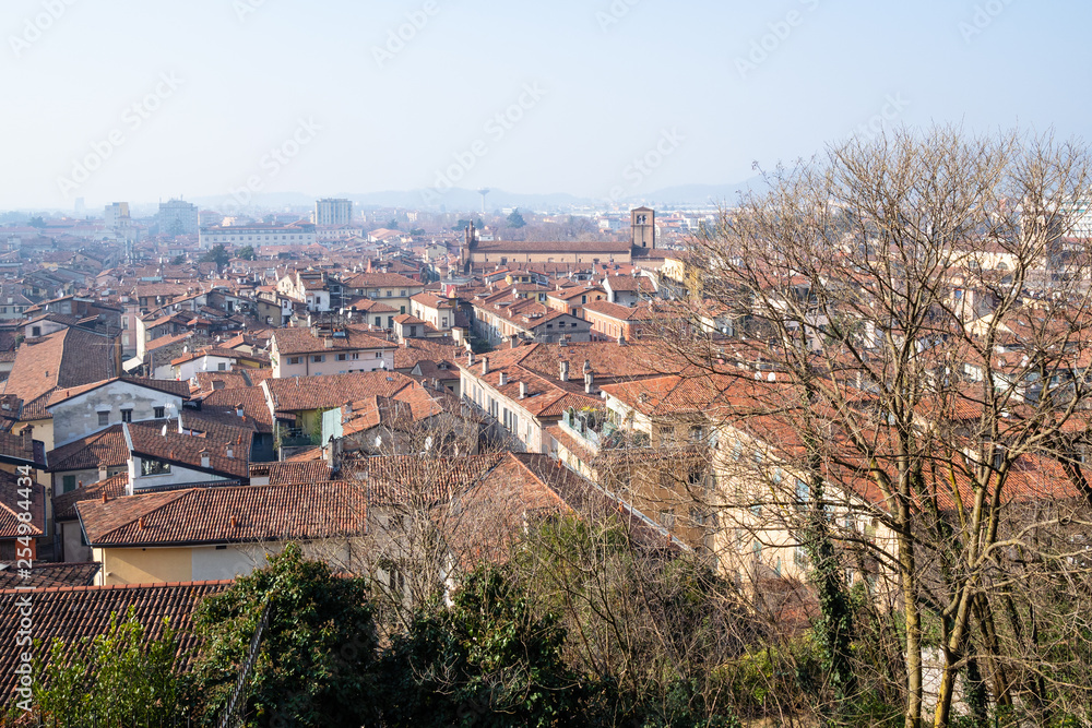 skyline of Brescia city in spring day