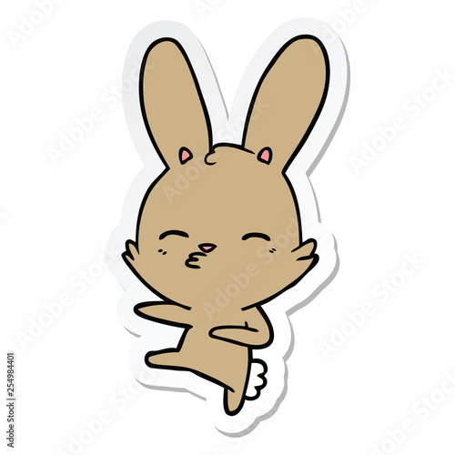 sticker of a curious bunny cartoon