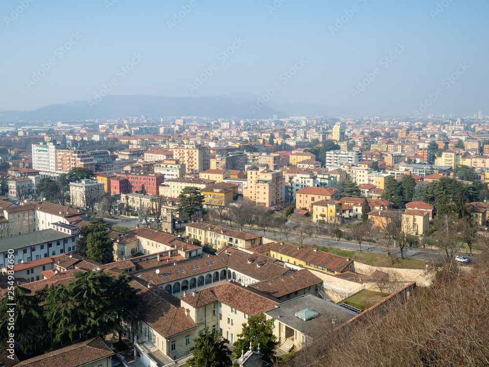 view of Brescia city with street Fossa Bagni