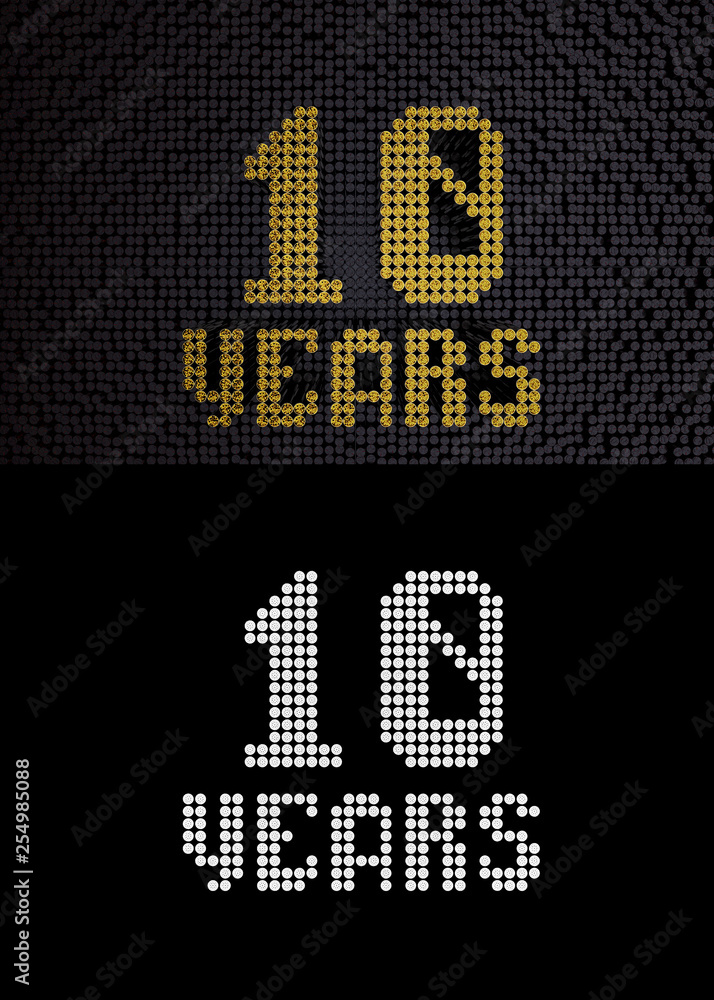 Golden number ten years. 3D render Golden number ten years. 3D render