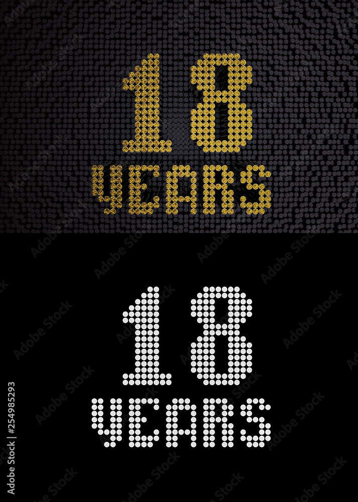 Golden number eighteen years. 3D render Golden number eighteen years. 3D render