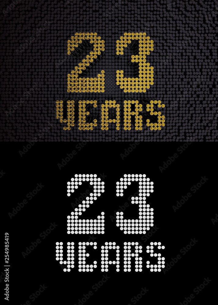 Golden number twenty-three years. 3D render Golden number twenty-three years. 3D render