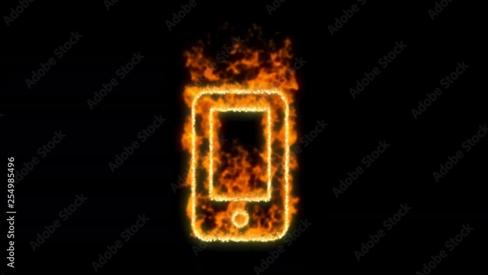 mobile symbol inflames. Then disappears. In - Out loop. Alpha channel Premultiplied - Matted with color black mobile symbol inflames. Then disappears. In - Out loop. Alpha channel Premultiplied - Matted with color black