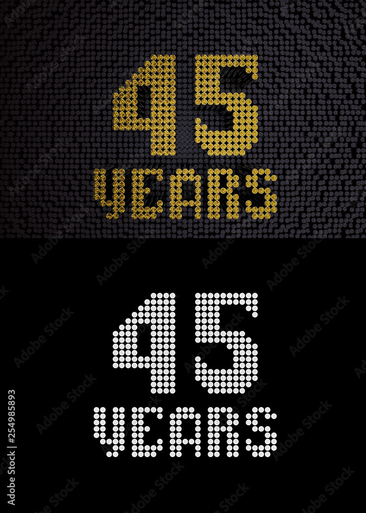Golden number forty-five years. 3D render Golden number forty-five years. 3D render