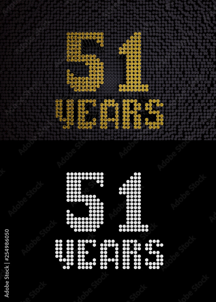 Golden number fifty-one years. 3D render Golden number fifty-one years. 3D render