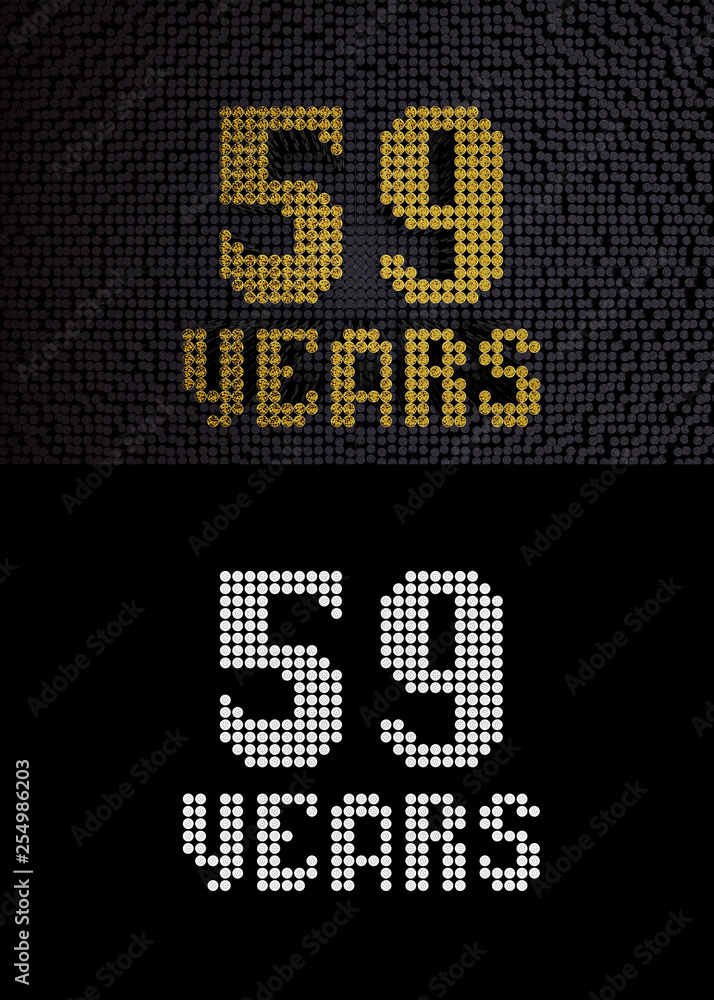 Golden number fifty-nine years. 3D render