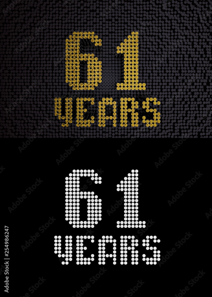 Golden number sixty-one years. 3D render Golden number sixty-one years. 3D render