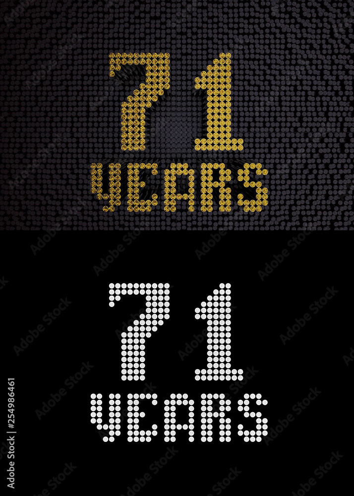 Golden number seventy-one years. 3D render Golden number seventy-one years. 3D render
