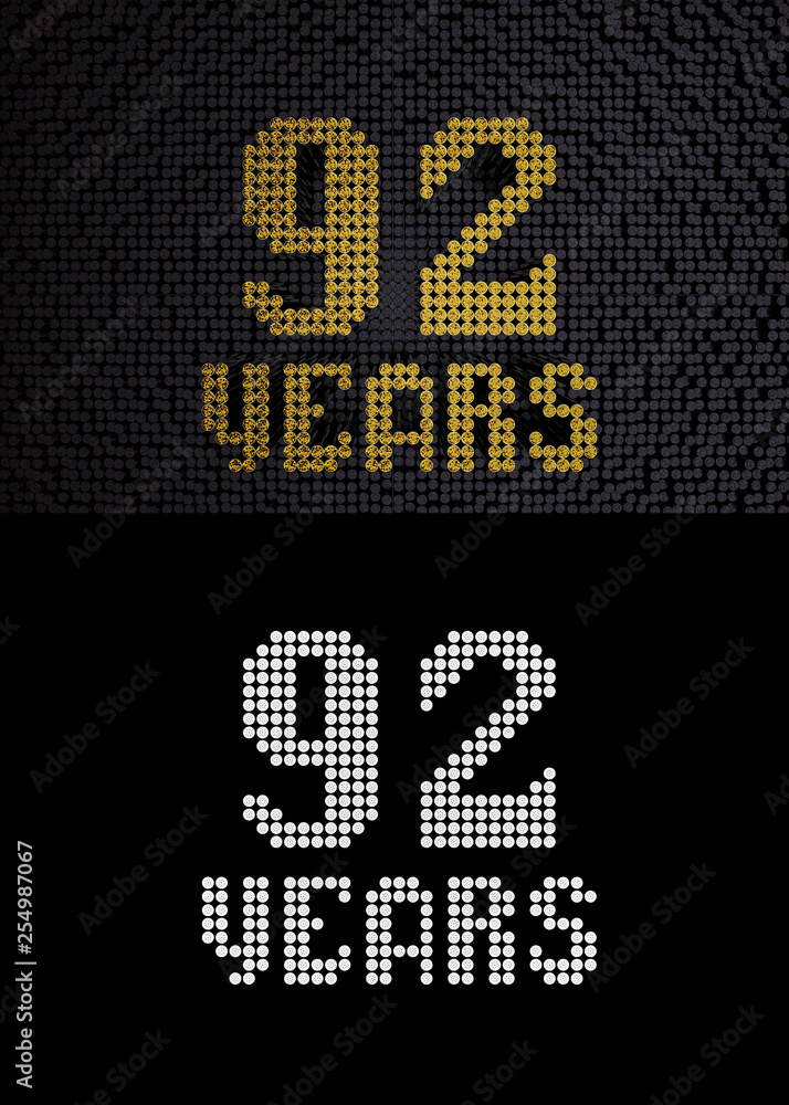 Golden number ninety-two years. 3D render