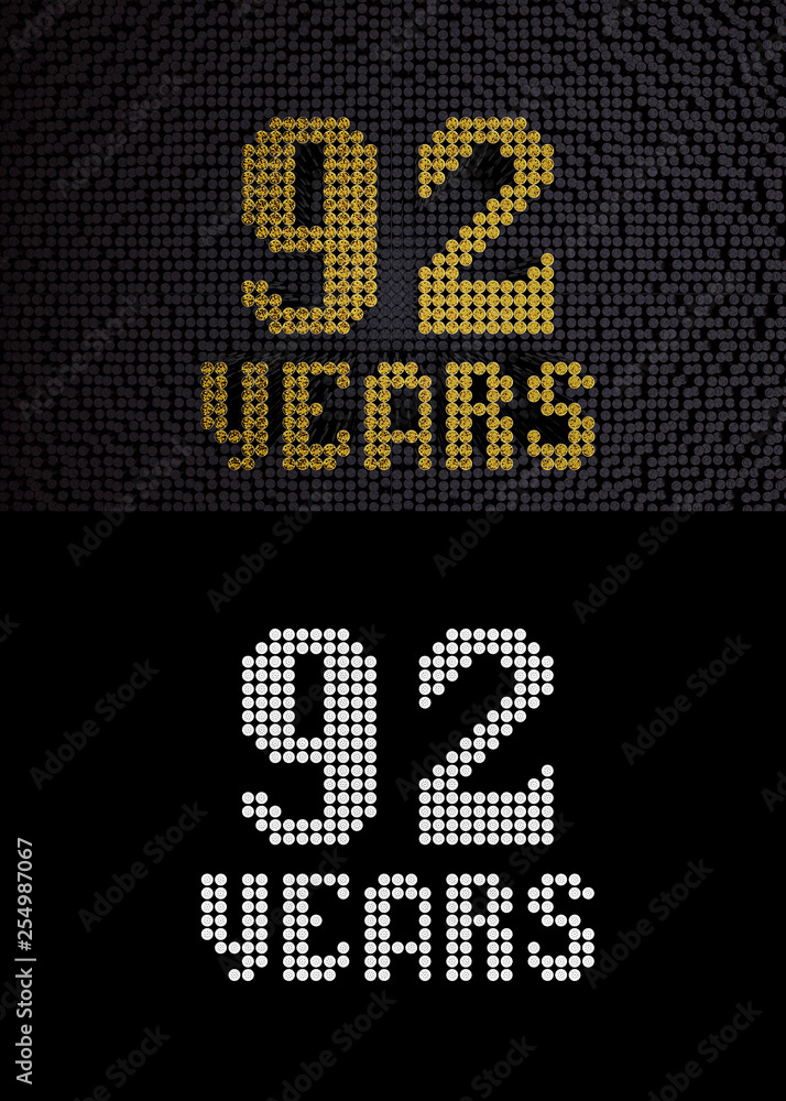 Golden number ninety-two years. 3D render Golden number ninety-two years. 3D render