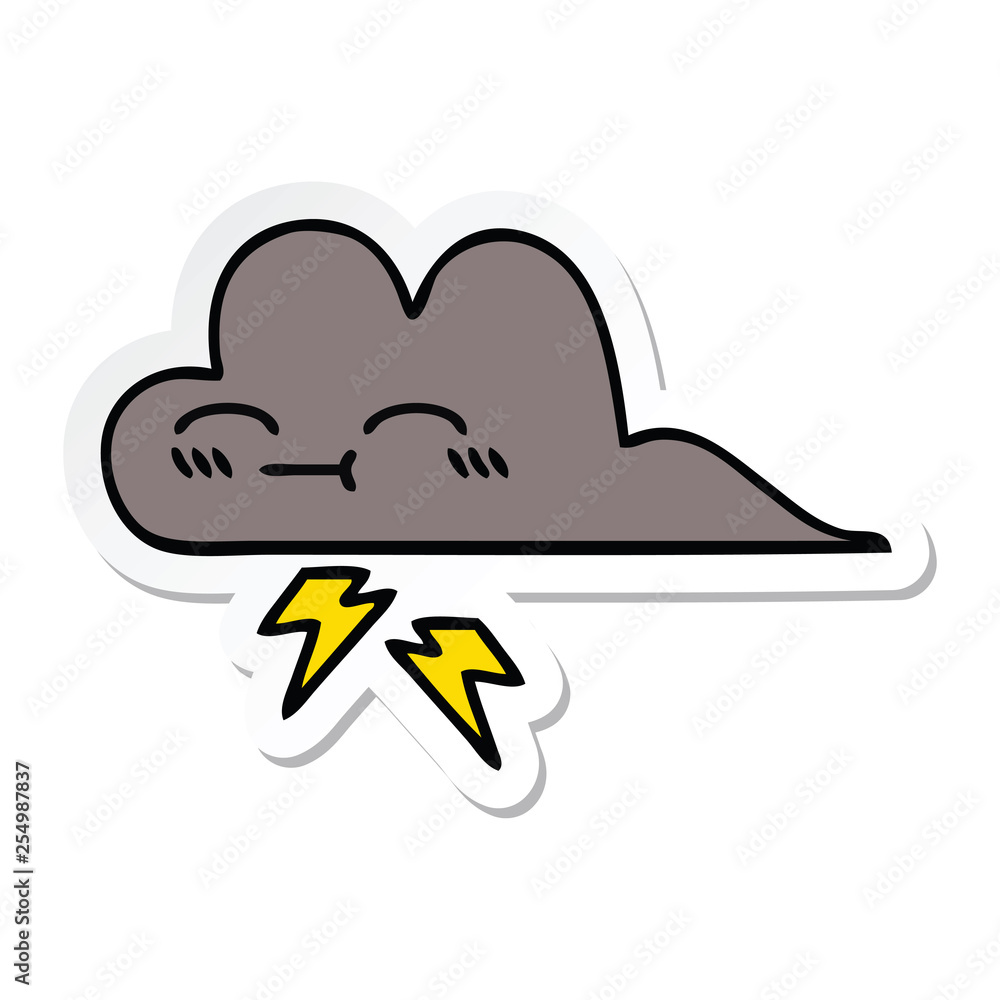 sticker of a cute cartoon storm cloud sticker of a cute cartoon storm cloud