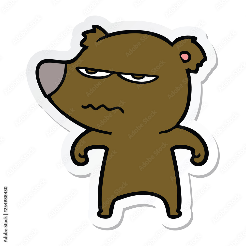 Fototapeta premium sticker of a annoyed bear cartoon