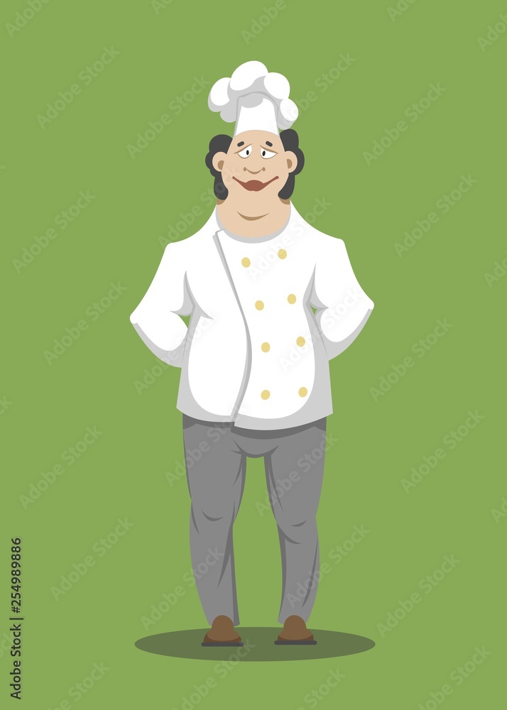 chef standing with his hands behind his back chef standing with his hands behind his back