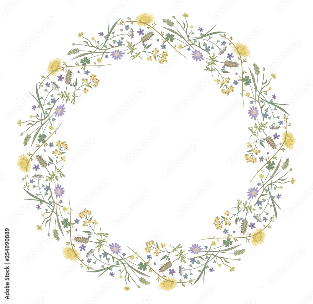 Flowers round spring frame Flowers round spring frame