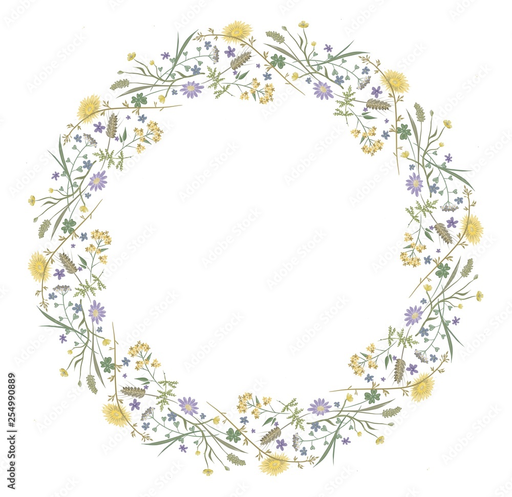 Flowers round spring frame 