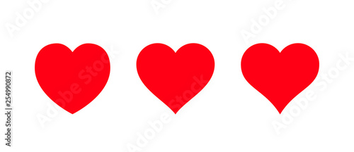 Red heart Icon isolated on white background. Set of love symbols photo