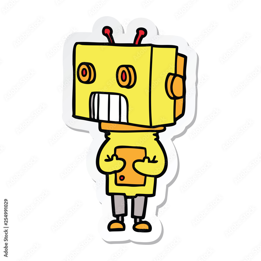 sticker of a cartoon robot sticker of a cartoon robot