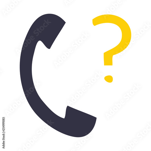 flat color retro cartoon telephone receiver with question mark