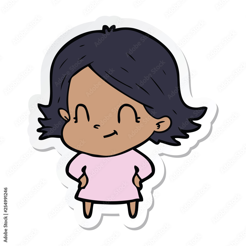 sticker of a cartoon friendly girl sticker of a cartoon friendly girl
