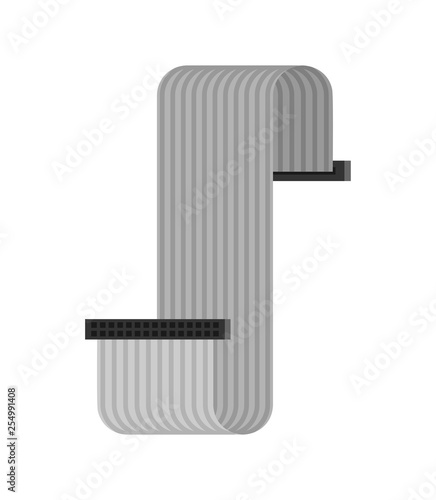 Flat ribbon cable isolaed. PC cable connector