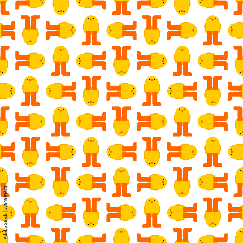 Chick pattern seamless. Little chicken cartoon style background. Baby Fabric Texture Chick pattern seamless. Little chicken cartoon style background. Baby Fabric Texture