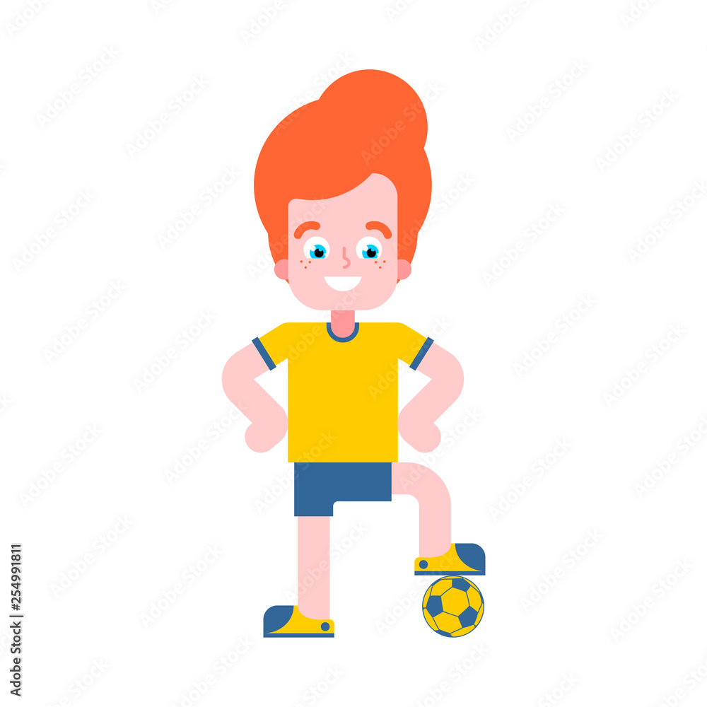 Boy football player. Little footballer Vector illustration Boy football player. Little footballer Vector illustration