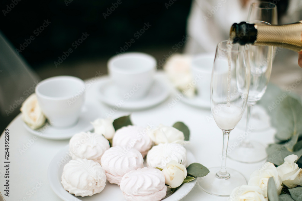 A glass of champagne on the table A glass of champagne on the table