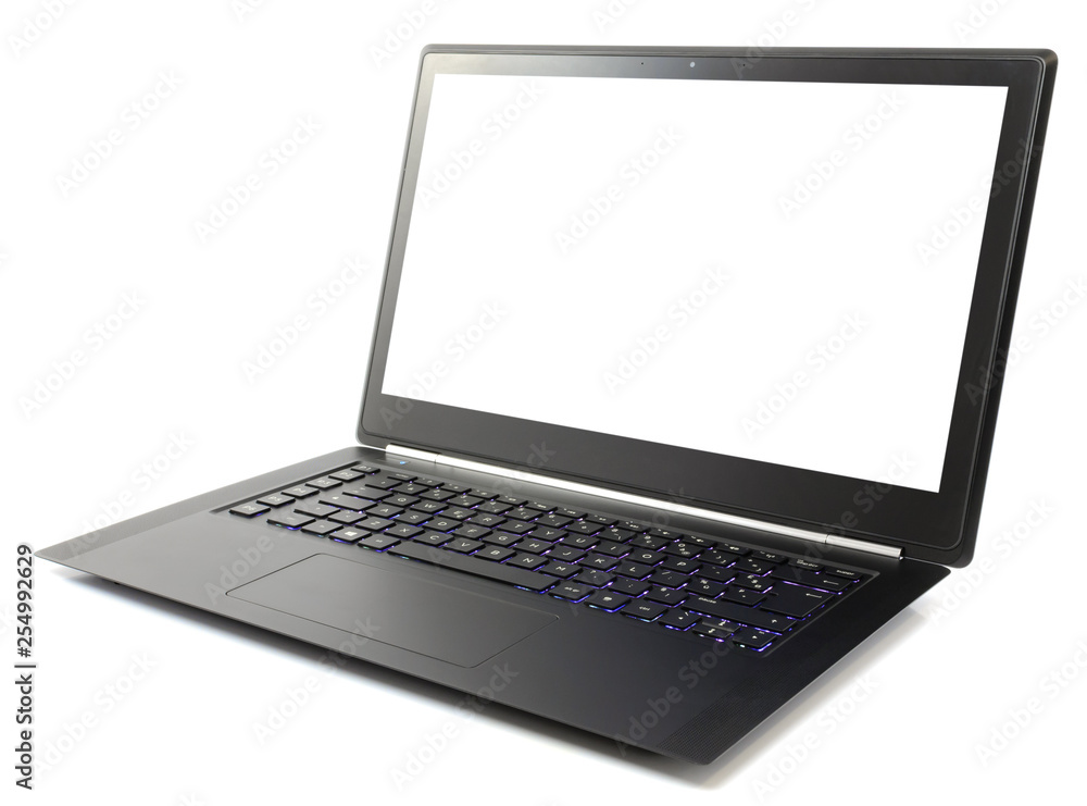 laptop with blank screen and new design, isolated on a white laptop with blank screen and new design, isolated on a white