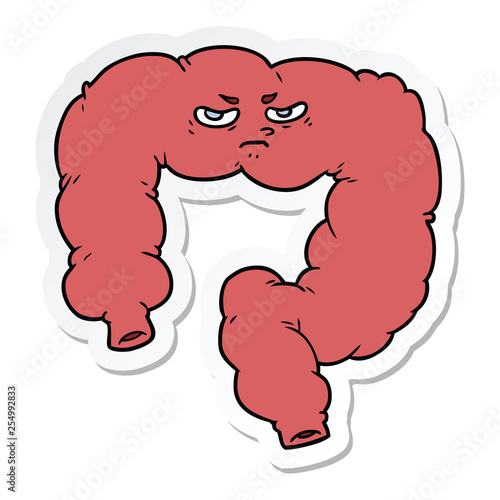 sticker of a cartoon angry colon