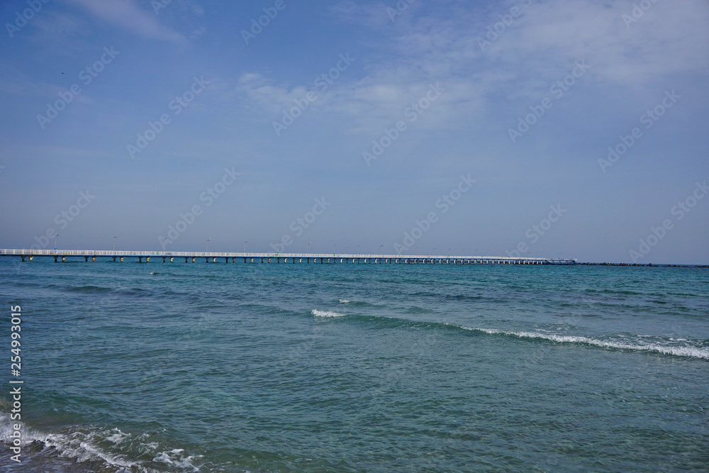 Black Sea Shore at spring, blue waters