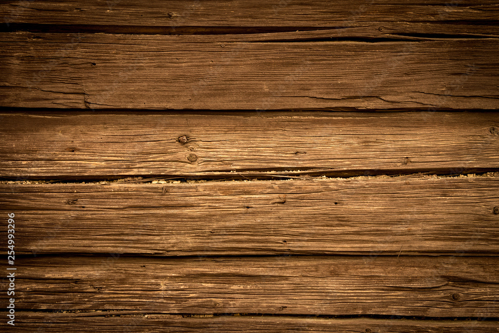 Fototapeta premium Retro Wooden Background. Old Brown Wood Backdrop. Vintage Rough Board.