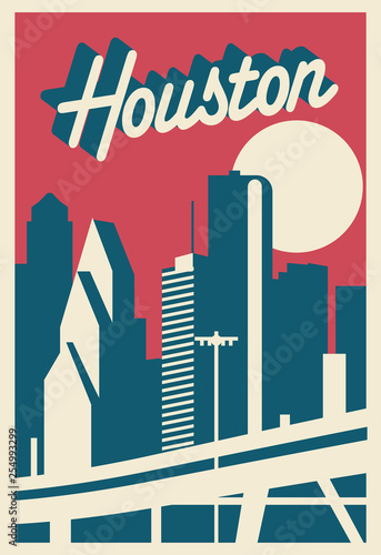 Houston skyline postcard