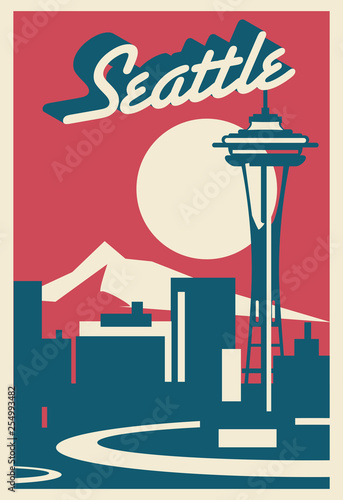 Seattle skyline postcard