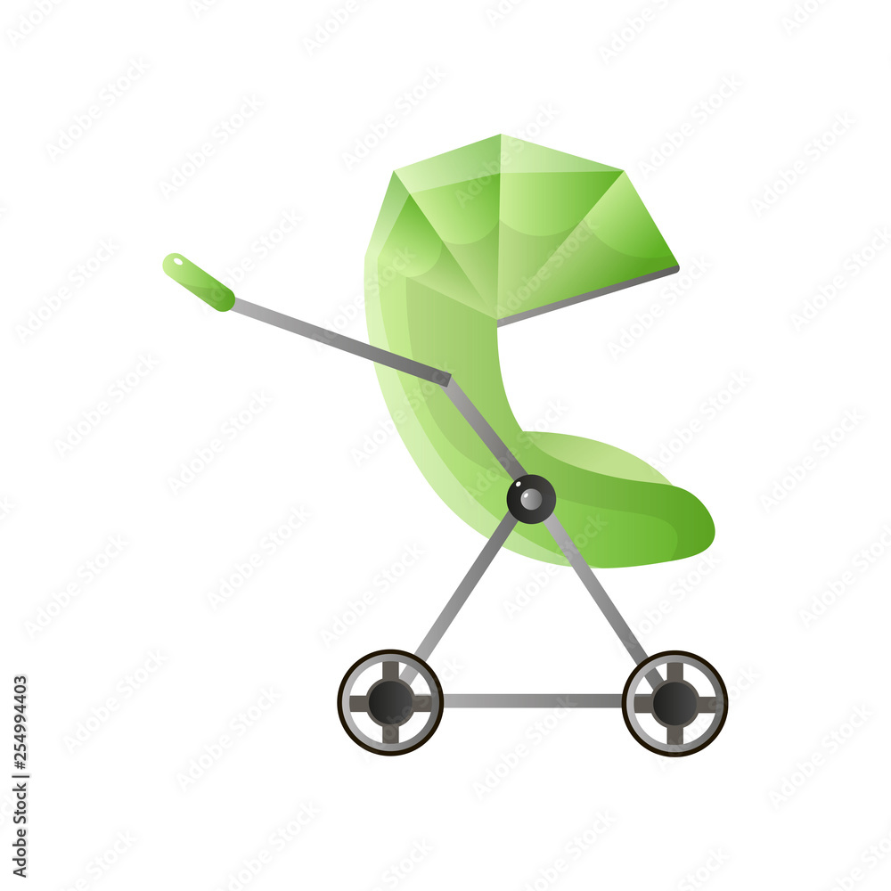 Green infant stroller for sitting ride on white Green infant stroller for sitting ride on white
