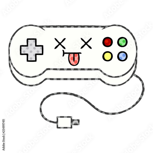 comic book style cartoon game controller