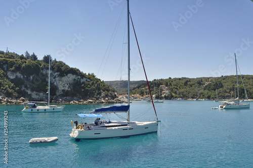 Boats near Longos on Paxos island in Greece