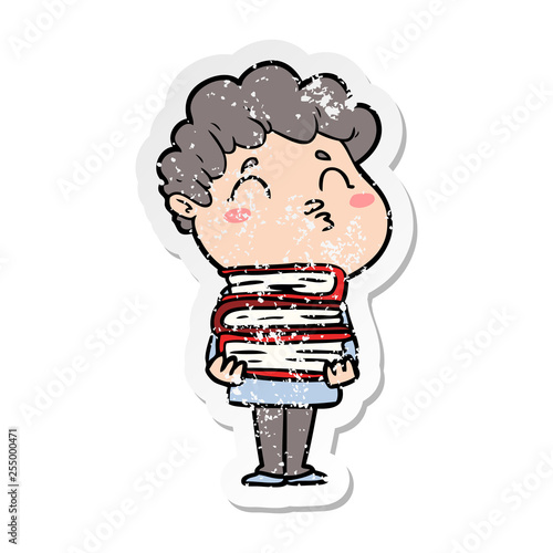 distressed sticker of a cartoon man pouting