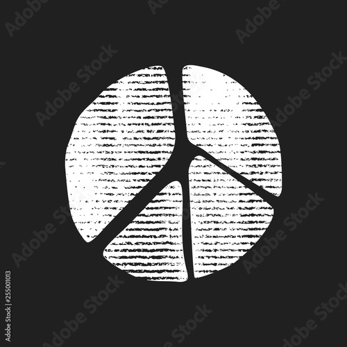 Canvastavla Grunge sign of peace. Black and white imprint...