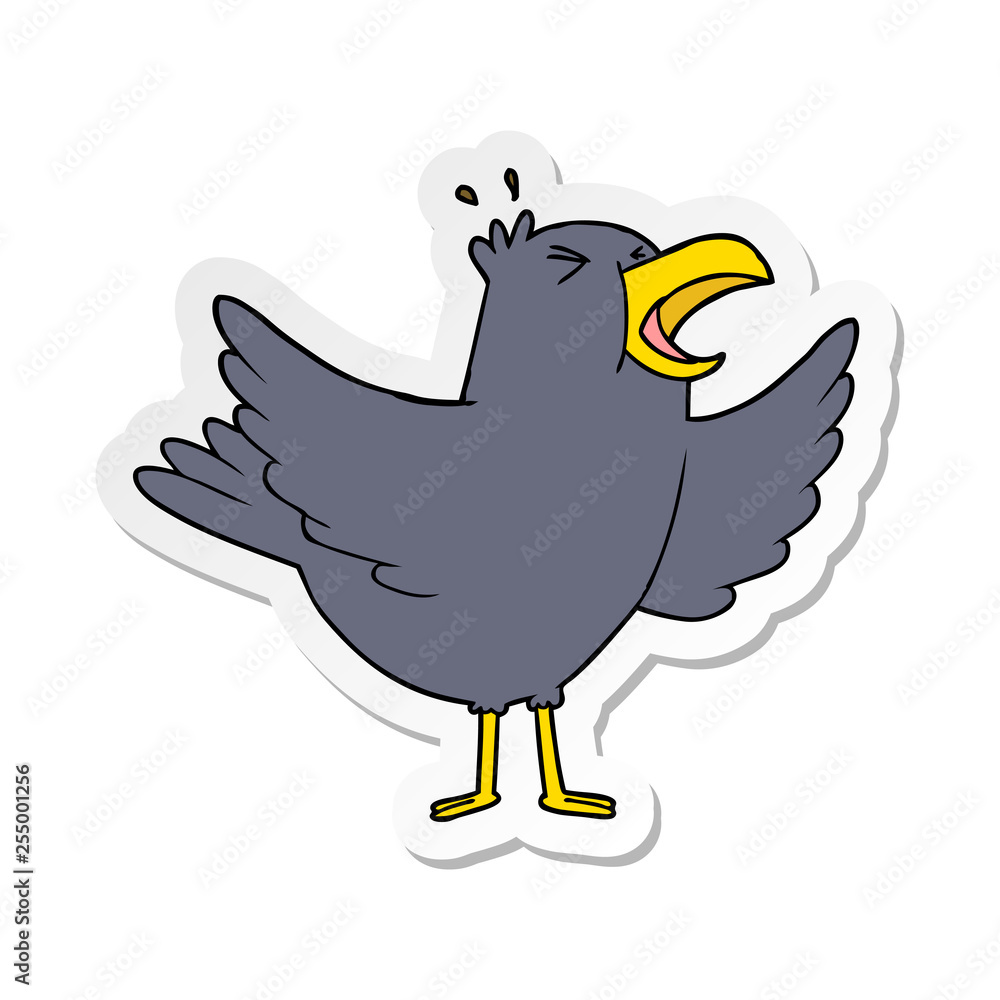 distressed sticker of a cartoon squawking bird distressed sticker of a cartoon squawking bird