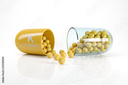 Fotografia 3d rendering of a vitamin capsule with vitamin K - potassium