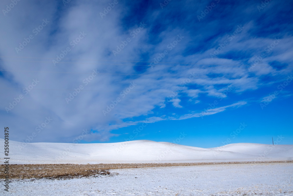 winter landscape with blue sky and clouds winter landscape with blue sky and clouds