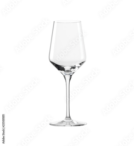 Empty elegant glass for white wine isolated on white background.