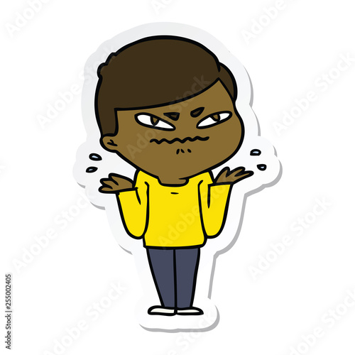 sticker of a cartoon exasperated man