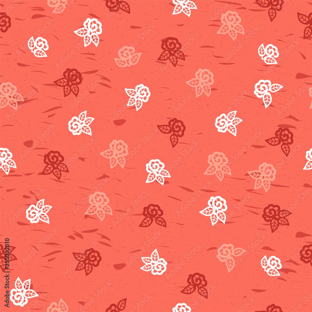 Fototapeta premium Seamless graphic of rose pattern on pink background. Packing material, textiles. Vector.